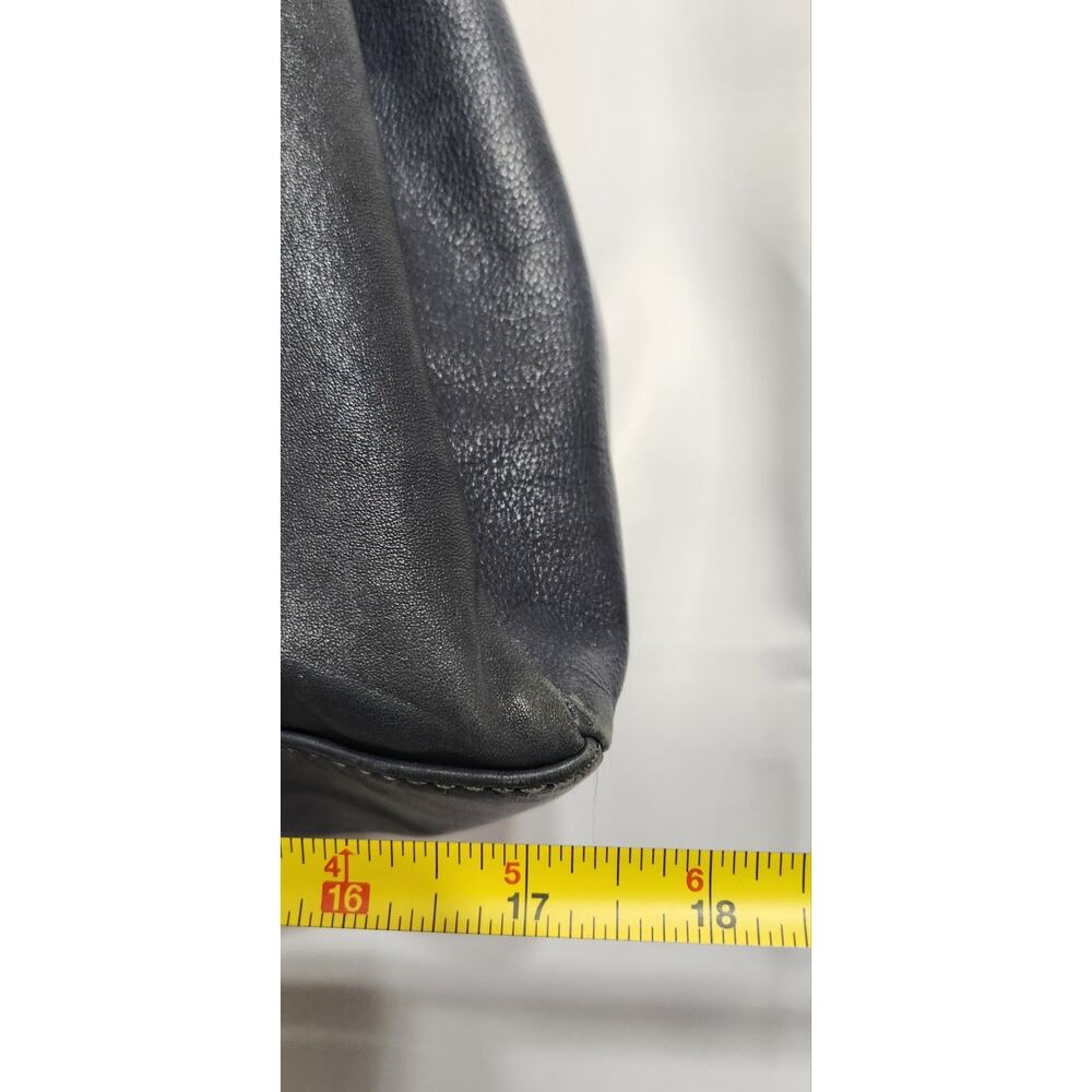 HOBO Charcoal Gray Leather Slouchy Shoulder Bag Tote Oversized Clean Interior - Picture 3 of 7
